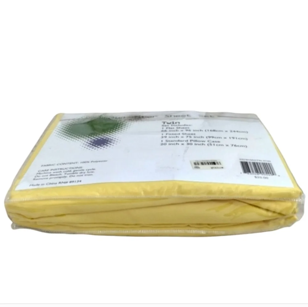 TWIN SHEET SET New YELLOW MICROFIBER Graffiti
